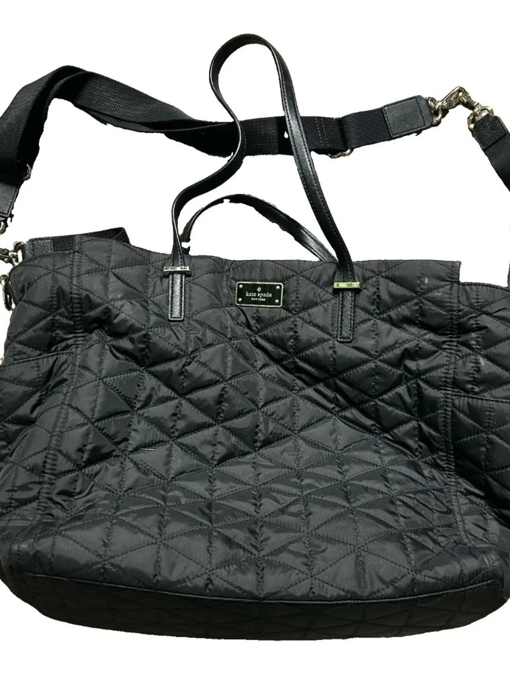 Kate Spade Black Quilted Tote Bag with Adjustable Strap